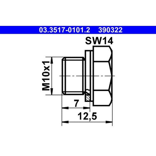 Verschlussschraube, Hauptbremszylinder ATE 03.3517-0101.2 f&uuml;r MERCEDES-BENZ OPEL