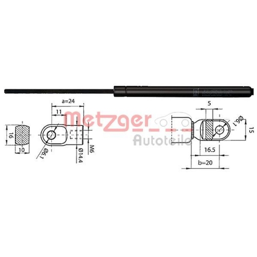 Gasfeder, Koffer-/Laderaum METZGER 2110390 f&uuml;r PORSCHE
