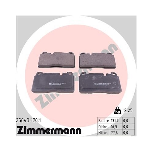 Bremsbelagsatz, Scheibenbremse ZIMMERMANN 25643.170.1 f&uuml;r PORSCHE VAG