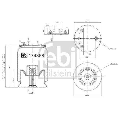 Febi Bilstein 174368 Luftfederbalg mit Stahlkolben und Kolbenstange, 1 St&uuml;ck