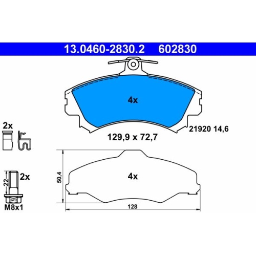 Bremsbelagsatz, Scheibenbremse ATE 13.0460-2830.2 f&uuml;r MITSUBISHI VOLVO