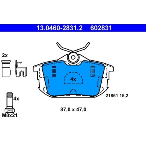 Bremsbelagsatz, Scheibenbremse ATE 13.0460-2831.2 f&uuml;r MITSUBISHI VOLVO