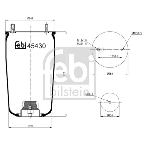 Febi Bilstein 45430 Luftfederbalg ohne Kolben , 1 St&uuml;ck