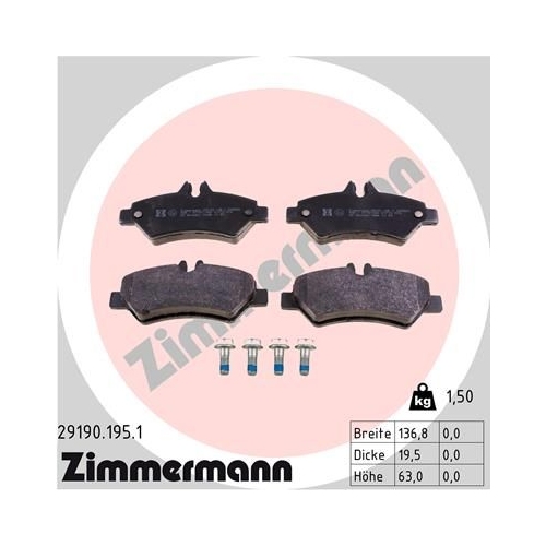 Bremsbelagsatz, Scheibenbremse ZIMMERMANN 29190.195.1 f&uuml;r MERCEDES-BENZ VAG