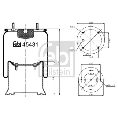 Febi Bilstein 45431 Luftfederbalg mit Stahlkolben , 1 St&uuml;ck