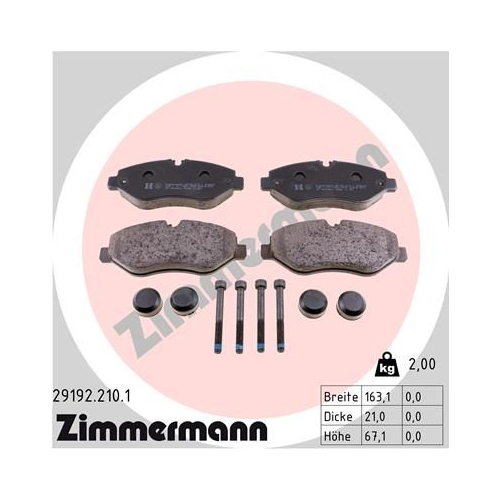 Bremsbelagsatz, Scheibenbremse ZIMMERMANN 29192.210.1 f&uuml;r MERCEDES-BENZ VAG