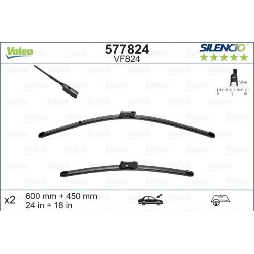 Valeo Silencio X-TRM OE (x2) VF824 577824 Wischerblatt