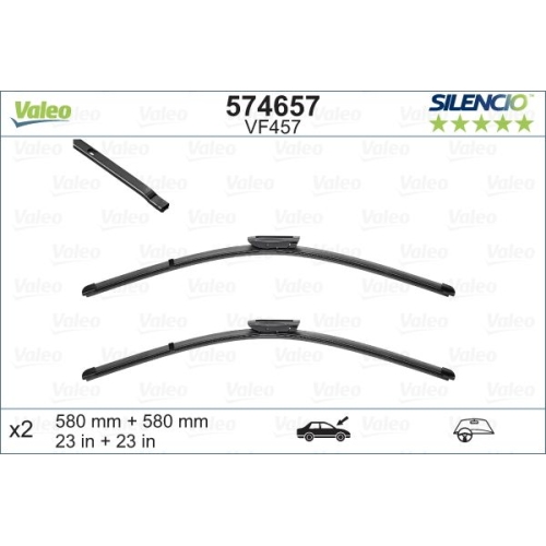 Wischblatt VALEO 574657 SILENCIO FLAT BLADE SET f&uuml;r MERCEDES-BENZ SAAB, vorne