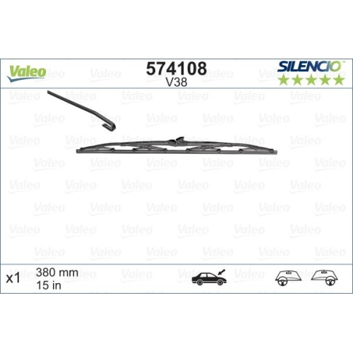 Wischblatt VALEO 574108 SILENCIO CONVENTIONAL SINGLE f&uuml;r TOYOTA, beidseitig
