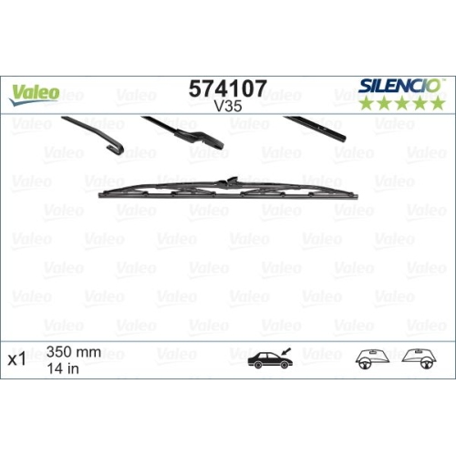 Wischblatt VALEO 574107 SILENCIO CONVENTIONAL SINGLE f&uuml;r FORD MERCEDES-BENZ