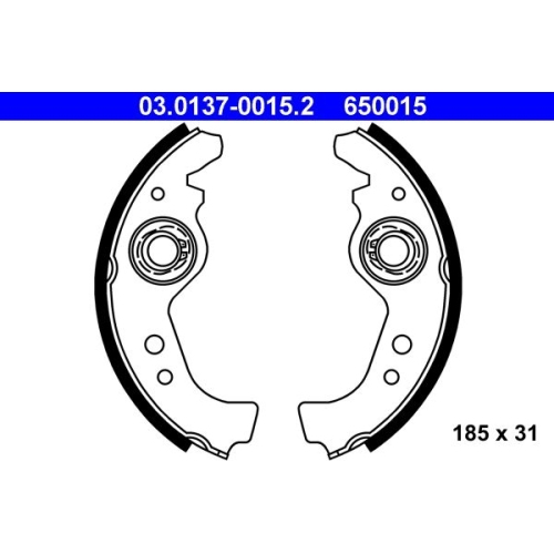Bremsbackensatz ATE 03.0137-0015.2 f&uuml;r FIAT SEAT, Hinterachse, Vorderachse