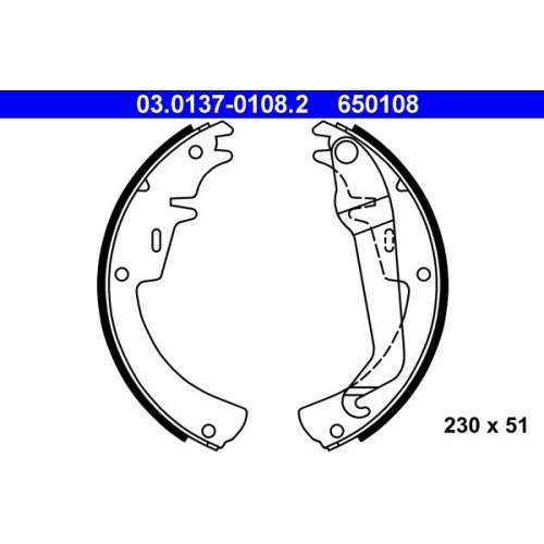 Bremsbackensatz ATE 03.0137-0108.2 f&uuml;r OPEL, Hinterachse