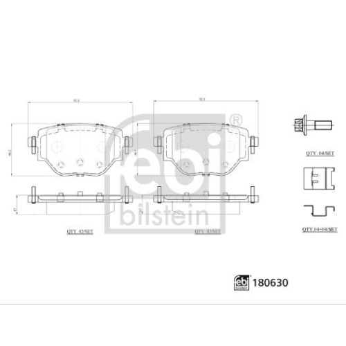Bremsbelagsatz, Scheibenbremse FEBI BILSTEIN 180630 f&uuml;r OPEL PEUGEOT VAUXHALL