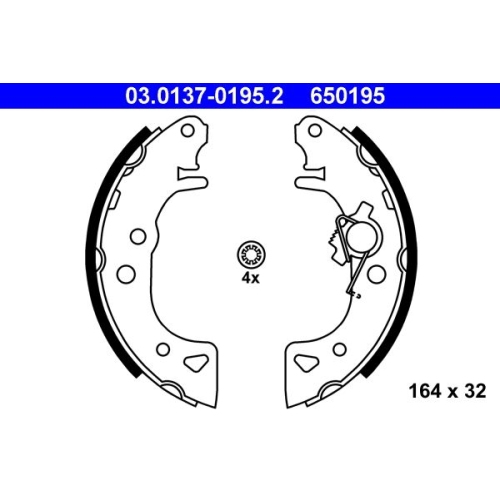 Bremsbackensatz ATE 03.0137-0195.2 f&uuml;r CITRO&Euml;N PEUGEOT, Hinterachse