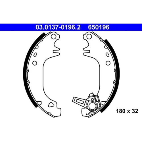 Bremsbackensatz ATE 03.0137-0196.2 f&uuml;r CITRO&Euml;N PEUGEOT, Hinterachse