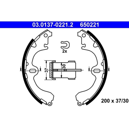Bremsbackensatz ATE 03.0137-0221.2 f&uuml;r TOYOTA, Hinterachse