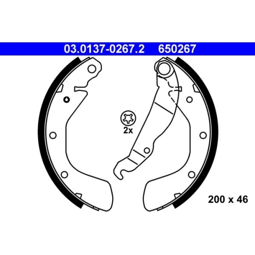 Bremsbackensatz ATE 03.0137-0267.2 f&uuml;r OPEL CHEVROLET DAEWOO, Hinterachse