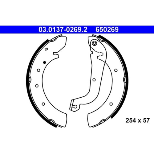 Bremsbackensatz ATE 03.0137-0269.2 f&uuml;r CITRO&Euml;N FIAT NISSAN PEUGEOT, Hinterachse