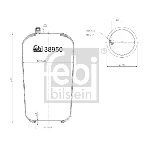 Febi Bilstein 38950 Luftfederbalg ohne Kolben , 1 St&uuml;ck
