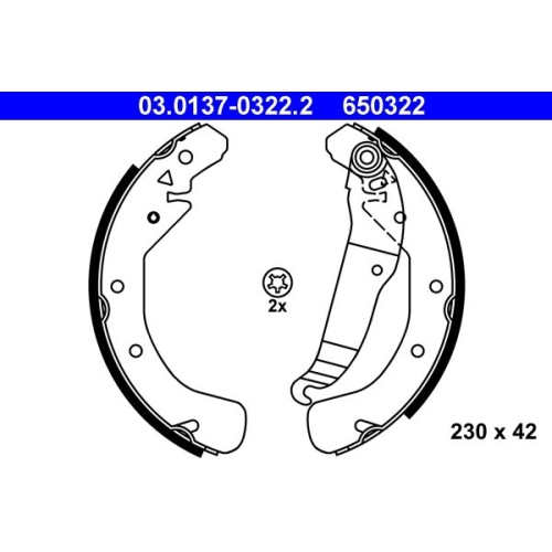 Bremsbackensatz ATE 03.0137-0322.2 f&uuml;r OPEL, Hinterachse