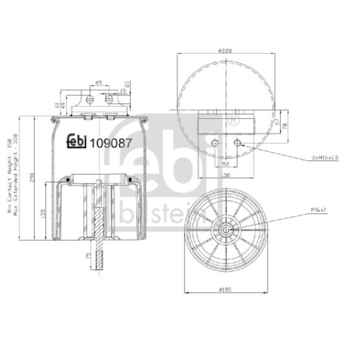 Febi Bilstein 109087 Luftfederbalg mit Kunststoffkolben und Kolbenstange, 1 St&uuml;ck