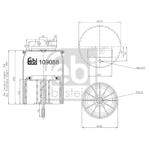Febi Bilstein 109088 Luftfederbalg mit Kunststoffkolben und Kolbenstange, 1 St&uuml;ck