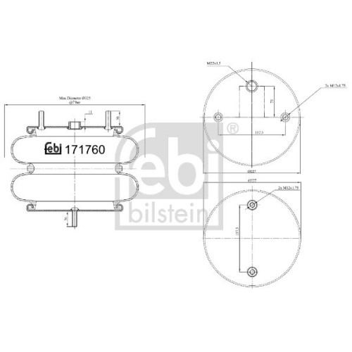 Febi Bilstein 171760 Luftfederbalg f&uuml;r Liftachse, 1 St&uuml;ck