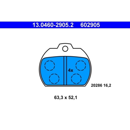 Bremsbelagsatz, Scheibenbremse ATE 13.0460-2905.2 f&uuml;r VAG, Vorderachse