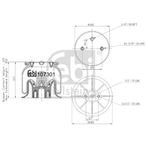 Febi Bilstein 107301 Luftfederbalg mit Kunststoffkolben, 1 St&uuml;ck