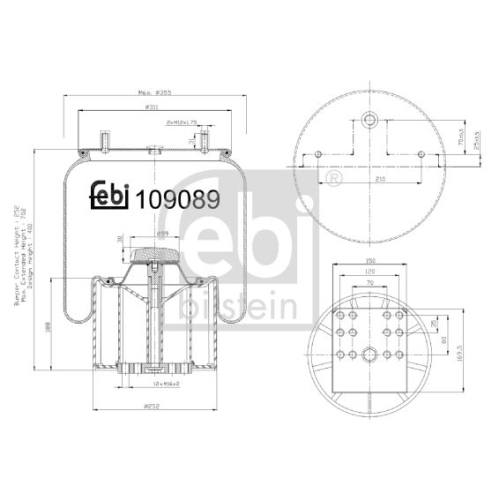 Federbalg, Luftfederung FEBI BILSTEIN 109089 f&uuml;r BPW KRONE