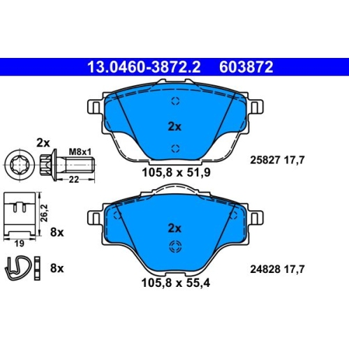 Bremsbelagsatz, Scheibenbremse ATE 13.0460-3872.2 f&uuml;r CITRO&Euml;N OPEL PEUGEOT