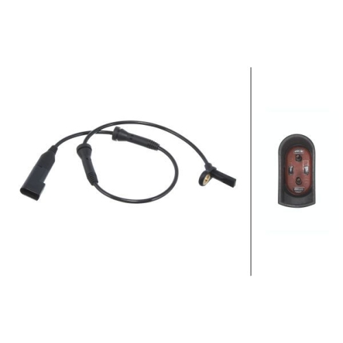 Sensor, Raddrehzahl HELLA 6PU 009 106-681 f&uuml;r FORD, Vorderachse, links, rechts
