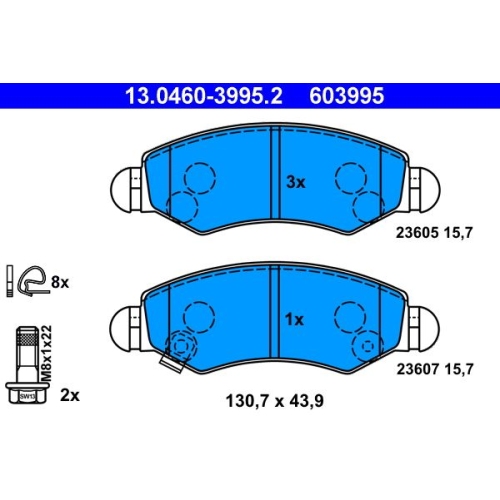 Bremsbelagsatz, Scheibenbremse ATE 13.0460-3995.2 f&uuml;r OPEL SUBARU SUZUKI