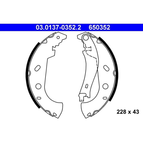 Bremsbackensatz ATE 03.0137-0352.2 f&uuml;r FIAT, Hinterachse