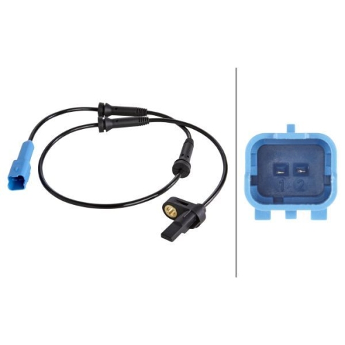 Sensor, Raddrehzahl HELLA 6PU 009 106-901 f&uuml;r PEUGEOT, Hinterachse, links