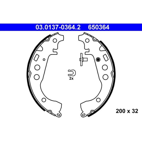 Bremsbackensatz ATE 03.0137-0364.2 f&uuml;r TOYOTA, Hinterachse