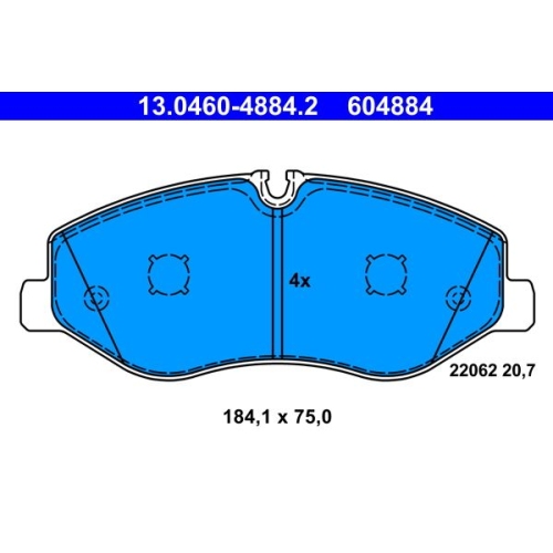 Bremsbelagsatz, Scheibenbremse ATE 13.0460-4884.2 f&uuml;r MERCEDES-BENZ, Vorderachse