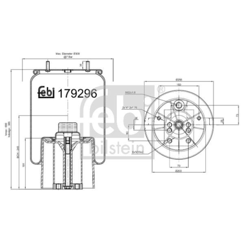 Federbalg, Luftfederung FEBI BILSTEIN 179296 f&uuml;r BPW