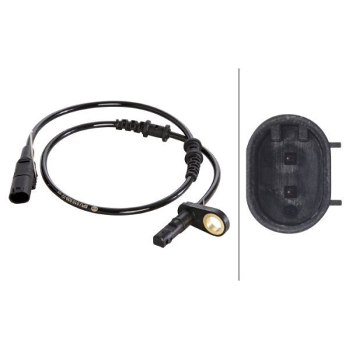 Sensor, Raddrehzahl HELLA 6PU 010 039-721 f&uuml;r MERCEDES-BENZ, Vorderachse, links