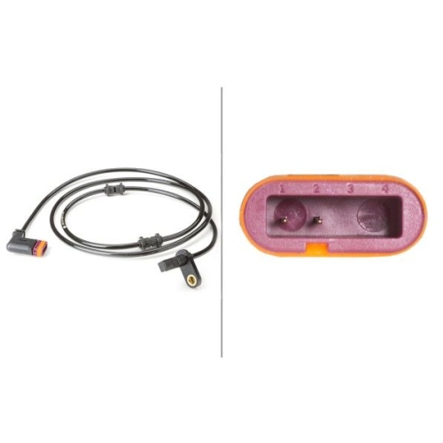 Sensor, Raddrehzahl HELLA 6PU 010 039-731 f&uuml;r MERCEDES-BENZ, Hinterachse, links