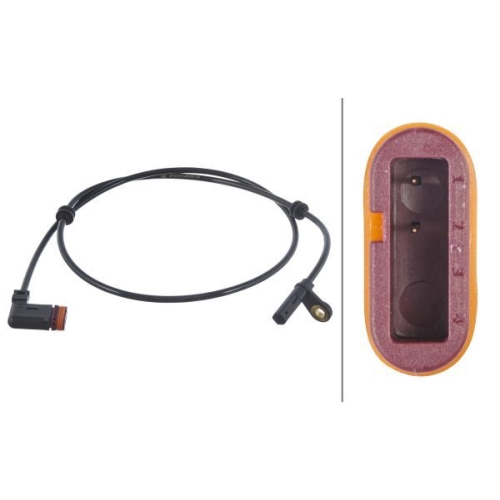 Sensor, Raddrehzahl HELLA 6PU 010 039-881 f&uuml;r MERCEDES-BENZ, Hinterachse, links