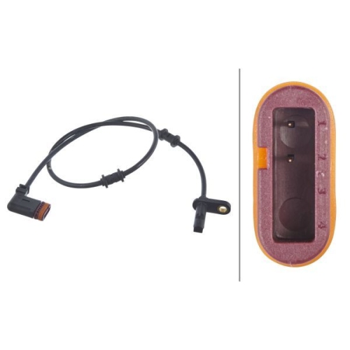 Sensor, Raddrehzahl HELLA 6PU 010 039-931 f&uuml;r MERCEDES-BENZ, Hinterachse, links