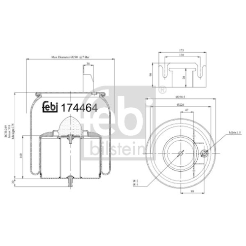 Febi Bilstein 174464 Luftfederbalg mit Stahlkolben, 1 St&uuml;ck