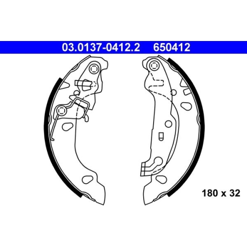 Bremsbackensatz ATE 03.0137-0412.2 f&uuml;r FORD, Hinterachse