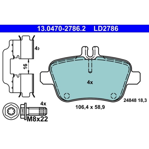 Bremsbelagsatz, Scheibenbremse ATE 13.0470-2786.2 ATE Ceramic f&uuml;r MERCEDES-BENZ