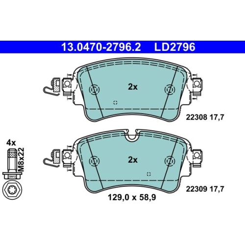 Bremsbelagsatz, Scheibenbremse ATE 13.0470-2796.2 ATE Ceramic f&uuml;r VAG