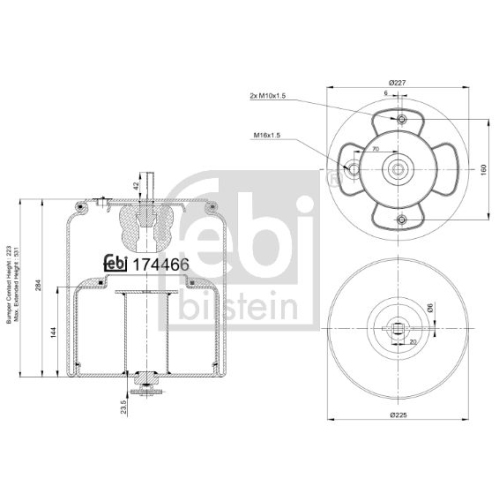Febi Bilstein 174466 Luftfederbalg mit Stahlkolben, 1 St&uuml;ck