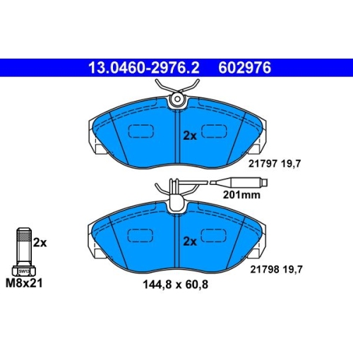 Bremsbelagsatz, Scheibenbremse ATE 13.0460-2976.2 f&uuml;r CITRO&Euml;N FIAT PEUGEOT