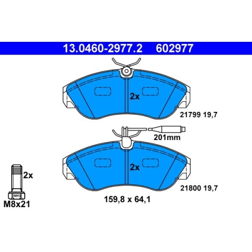 Bremsbelagsatz, Scheibenbremse ATE 13.0460-2977.2 f&uuml;r CITRO&Euml;N FIAT PEUGEOT