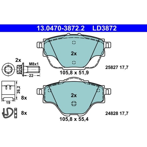 Bremsbelagsatz, Scheibenbremse ATE 13.0470-3872.2 ATE Ceramic f&uuml;r CITRO&Euml;N OPEL